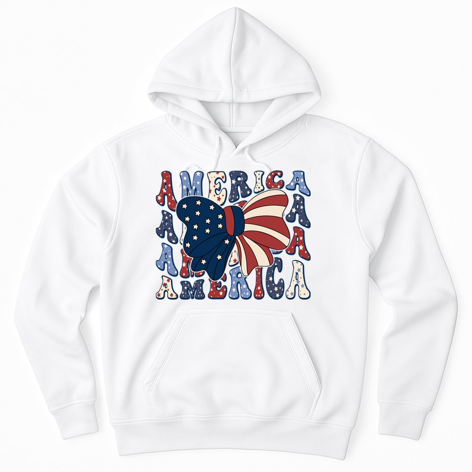 Retro America Bow USA 4th Of July Hoodie