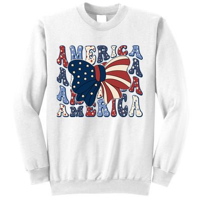 Retro America Bow USA 4th Of July Sweatshirt