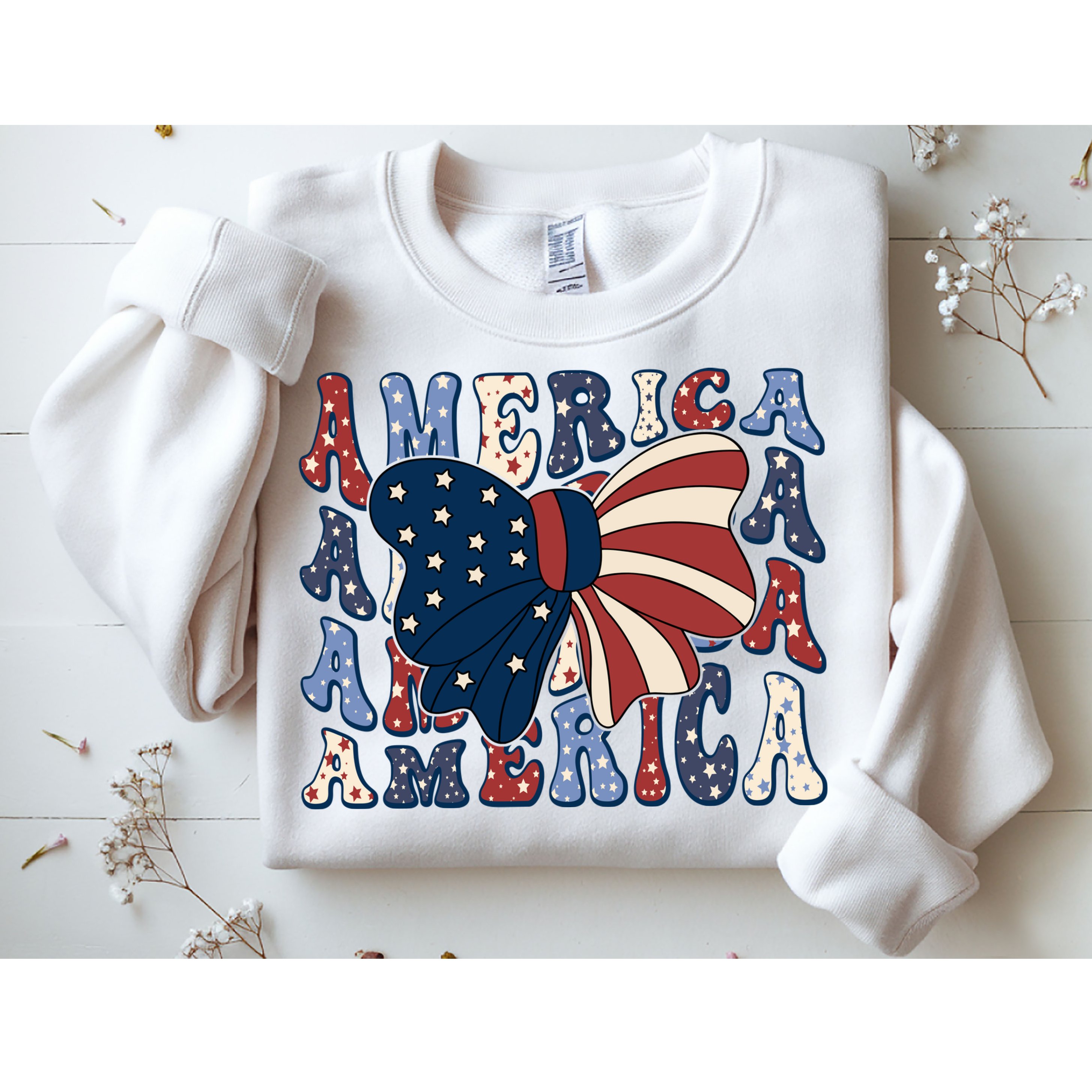 Retro America Bow USA 4th Of July Sweatshirt