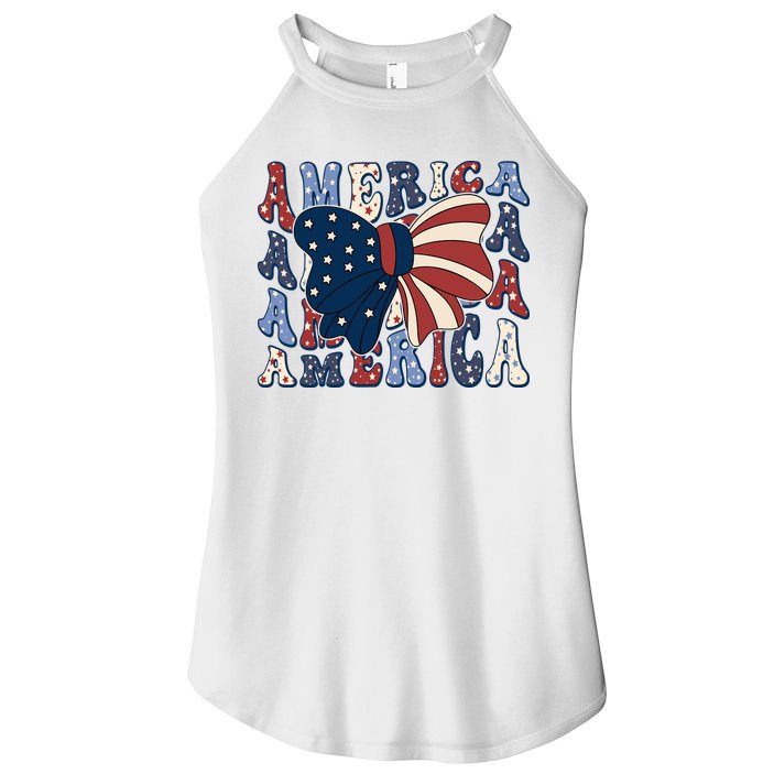 Retro America Bow USA 4th Of July Women's Perfect Tri Rocker Tank