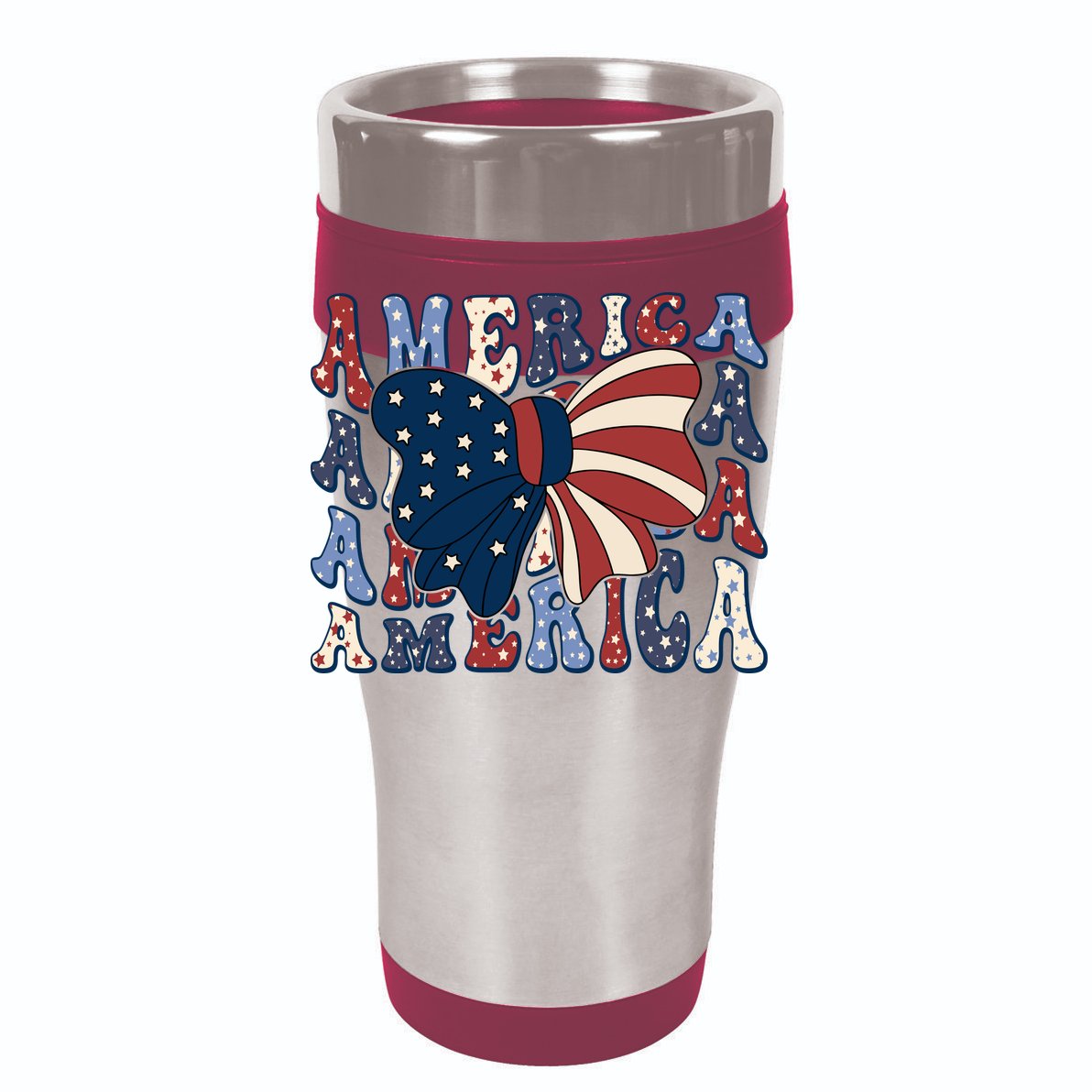 Retro America Bow USA 4th Of July Womens T-Shirt