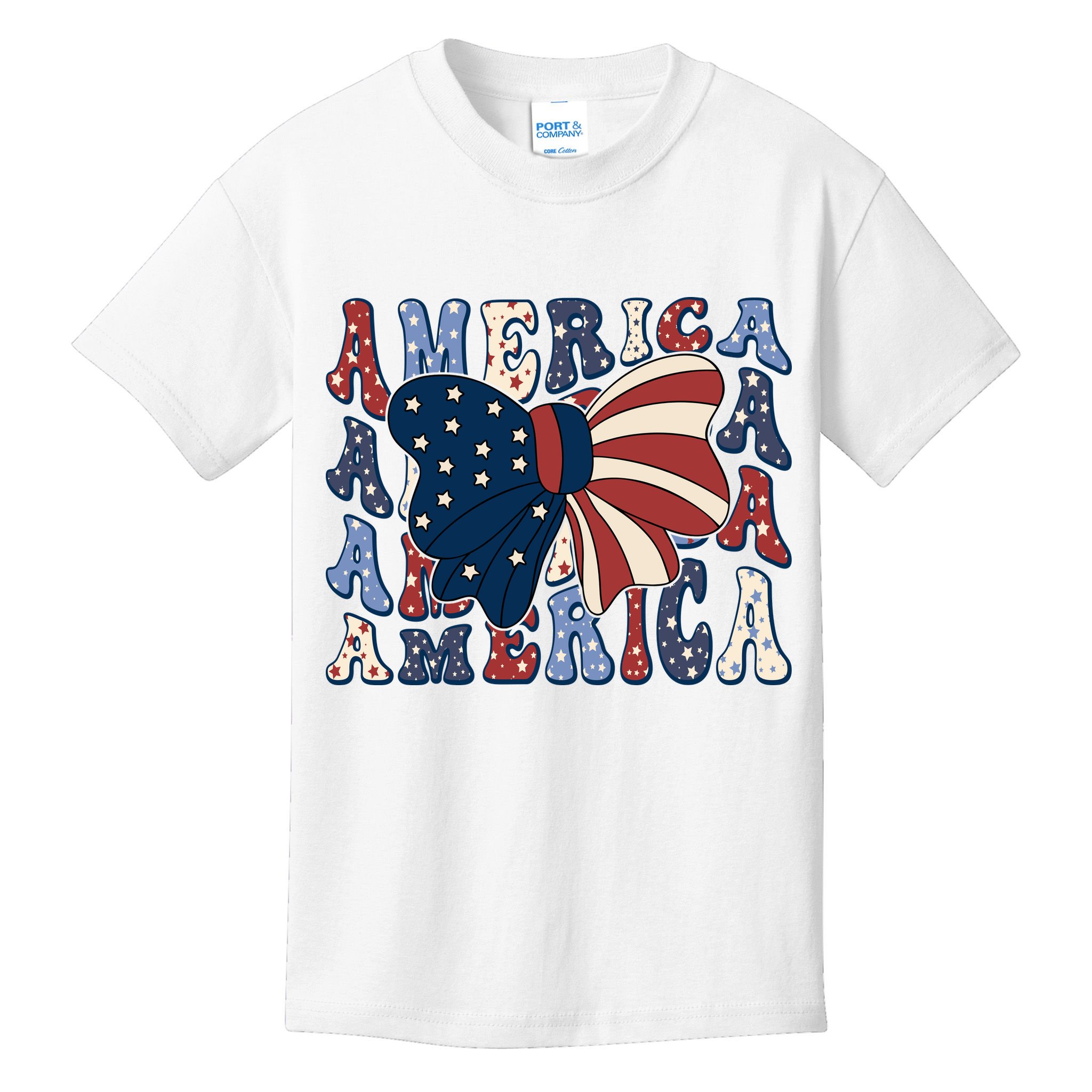 Retro America Bow USA 4th Of July Kids T-Shirt