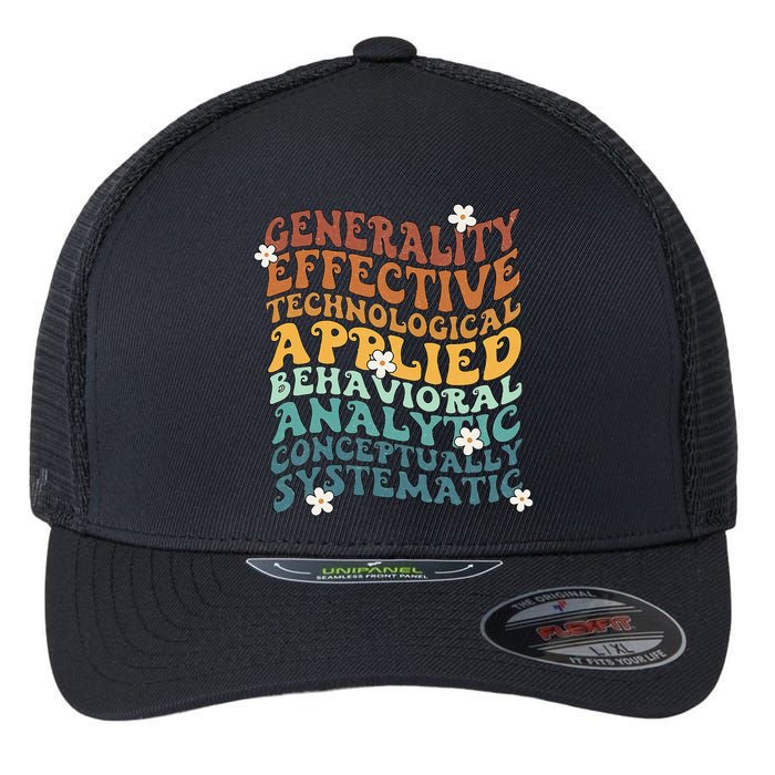 Retro Aba Bcba Pecs 7 Dimensions Of Behavior Aba Therapy Flexfit Unipanel Trucker Cap