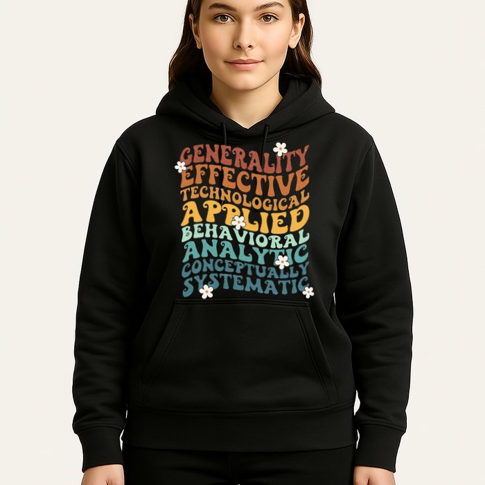 Retro Aba Bcba Pecs 7 Dimensions Of Behavior Aba Therapy Hoodie