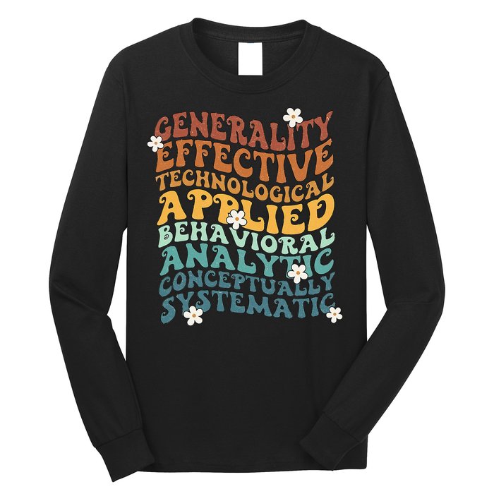 Retro Aba Bcba Pecs 7 Dimensions Of Behavior Aba Therapy Long Sleeve Shirt