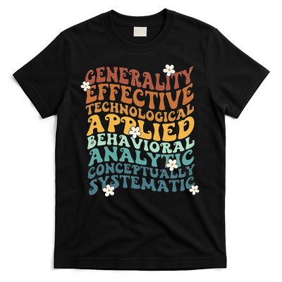 Retro Aba Bcba Pecs 7 Dimensions Of Behavior Aba Therapy T-Shirt