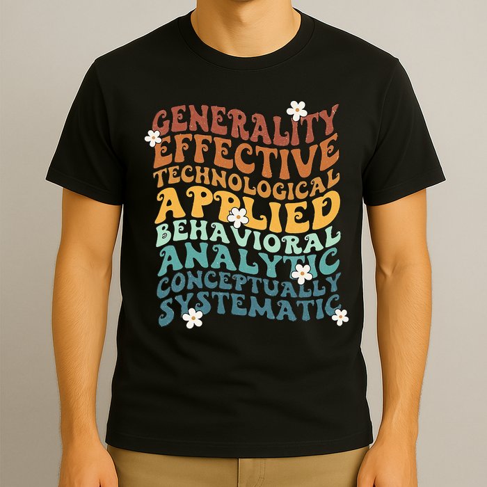 Retro Aba Bcba Pecs 7 Dimensions Of Behavior Aba Therapy T-Shirt