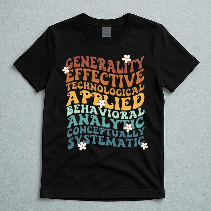 Retro Aba Bcba Pecs 7 Dimensions Of Behavior Aba Therapy T-Shirt