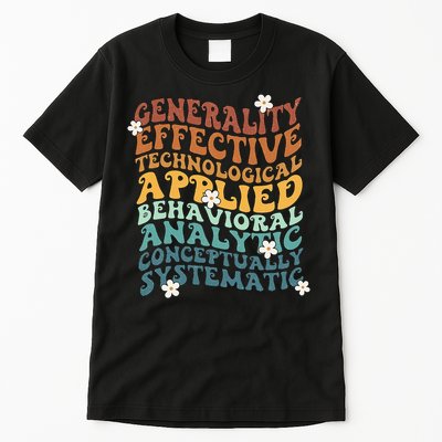 Retro Aba Bcba Pecs 7 Dimensions Of Behavior Aba Therapy Tall T-Shirt