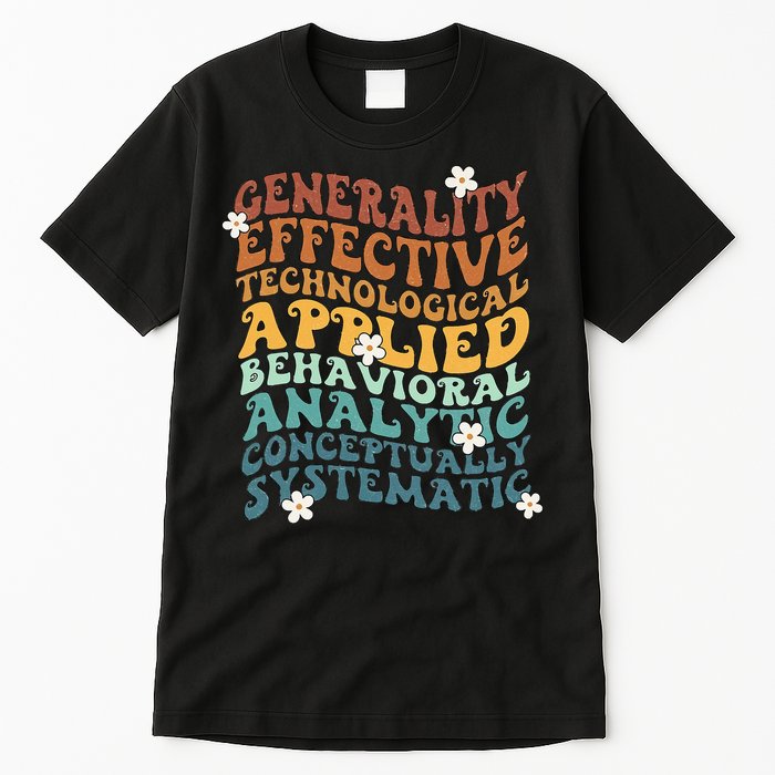Retro Aba Bcba Pecs 7 Dimensions Of Behavior Aba Therapy Tall T-Shirt