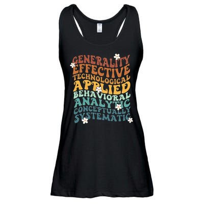 Retro Aba Bcba Pecs 7 Dimensions Of Behavior Aba Therapy Ladies Essential Flowy Tank