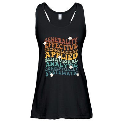 Retro Aba Bcba Pecs 7 Dimensions Of Behavior Aba Therapy Ladies Essential Flowy Tank