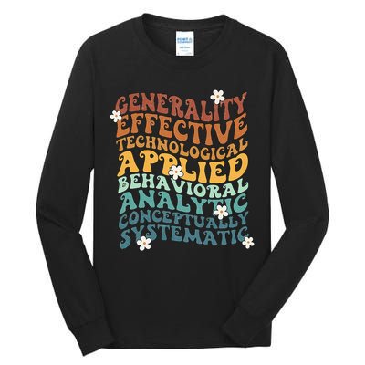 Retro Aba Bcba Pecs 7 Dimensions Of Behavior Aba Therapy Tall Long Sleeve T-Shirt