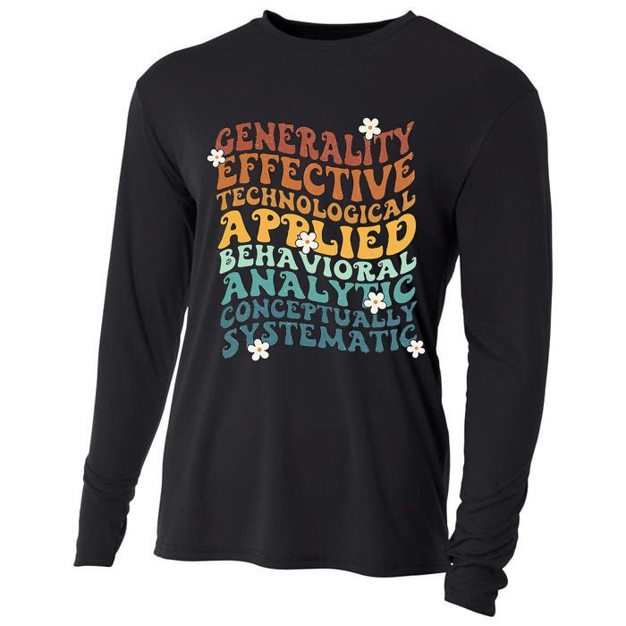 Retro Aba Bcba Pecs 7 Dimensions Of Behavior Aba Therapy Cooling Performance Long Sleeve Crew