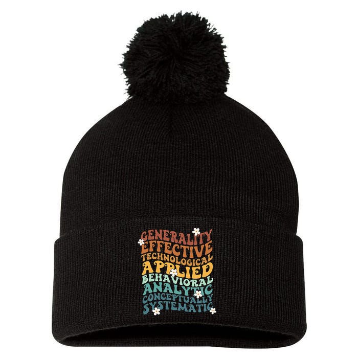 Retro Aba Bcba Pecs 7 Dimensions Of Behavior Aba Therapy Pom Pom 12in Knit Beanie