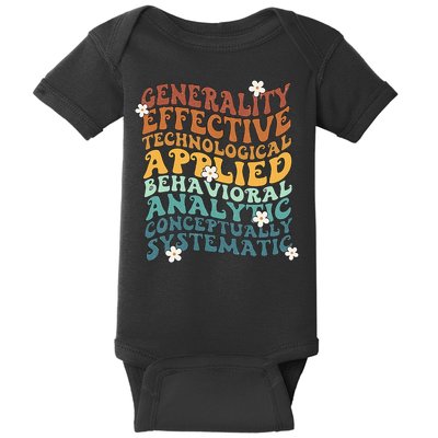 Retro Aba Bcba Pecs 7 Dimensions Of Behavior Aba Therapy Baby Bodysuit