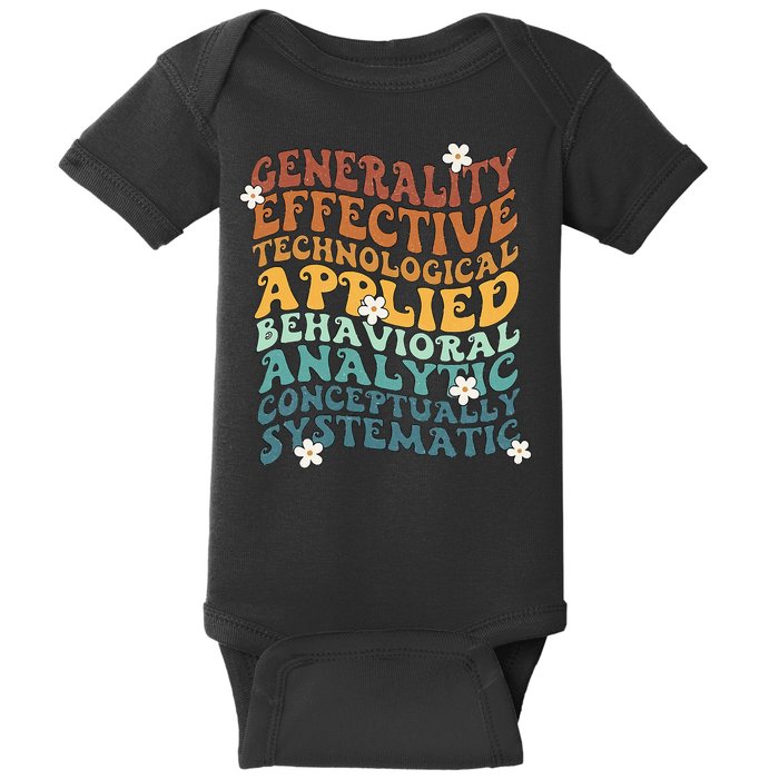 Retro Aba Bcba Pecs 7 Dimensions Of Behavior Aba Therapy Baby Bodysuit