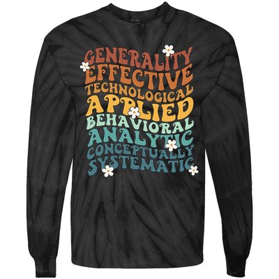 Retro Aba Bcba Pecs 7 Dimensions Of Behavior Aba Therapy Tie-Dye Long Sleeve Shirt