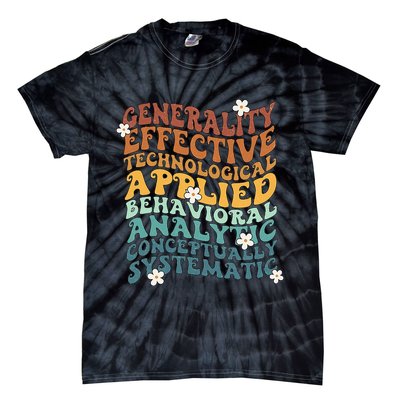 Retro Aba Bcba Pecs 7 Dimensions Of Behavior Aba Therapy Tie-Dye T-Shirt