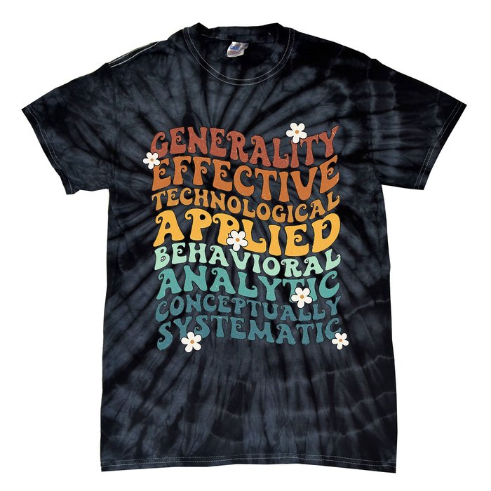 Retro Aba Bcba Pecs 7 Dimensions Of Behavior Aba Therapy Tie-Dye T-Shirt
