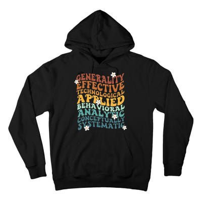 Retro Aba Bcba Pecs 7 Dimensions Of Behavior Aba Therapy Tall Hoodie