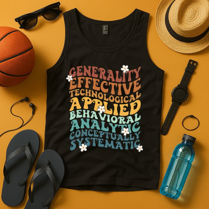 Retro Aba Bcba Pecs 7 Dimensions Of Behavior Aba Therapy Tank Top