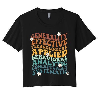 Retro Aba Bcba Pecs 7 Dimensions Of Behavior Aba Therapy Crop Top