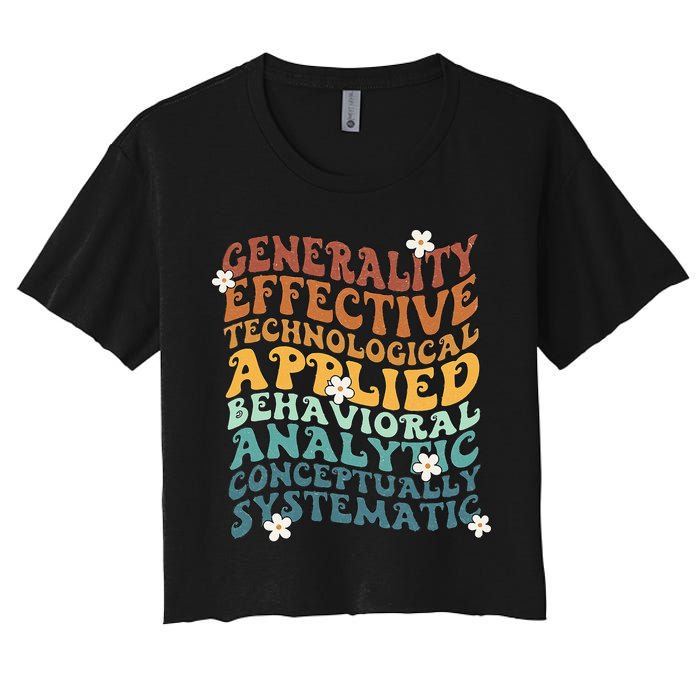 Retro Aba Bcba Pecs 7 Dimensions Of Behavior Aba Therapy Crop Top