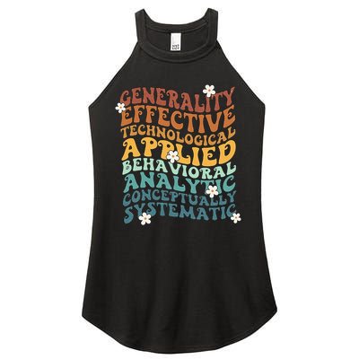 Retro Aba Bcba Pecs 7 Dimensions Of Behavior Aba Therapy Women's Perfect Tri Rocker Tank