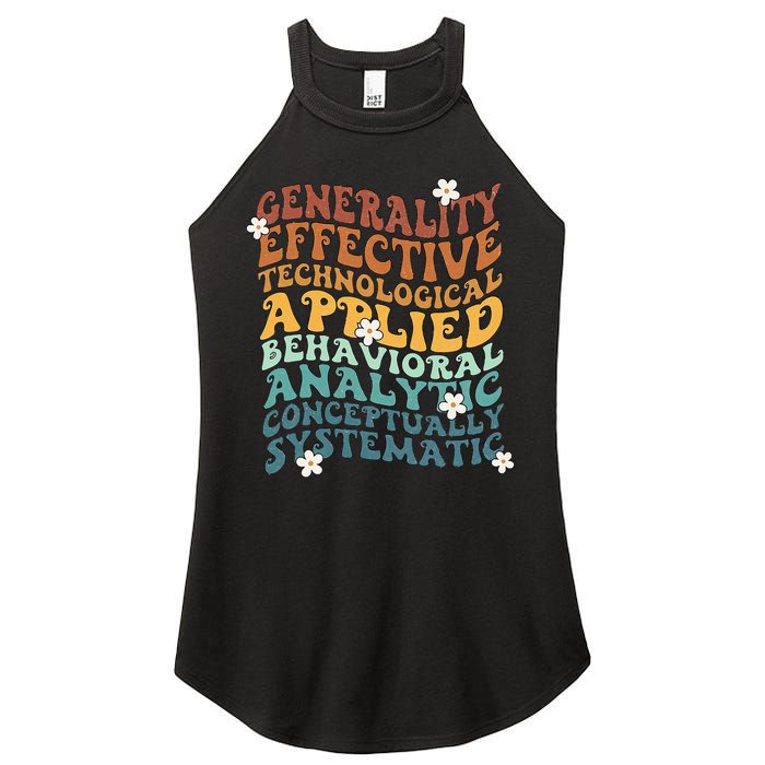 Retro Aba Bcba Pecs 7 Dimensions Of Behavior Aba Therapy Women's Perfect Tri Rocker Tank