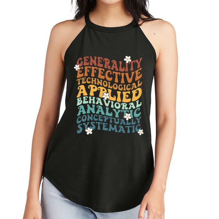 Retro Aba Bcba Pecs 7 Dimensions Of Behavior Aba Therapy Women's Perfect Tri Rocker Tank