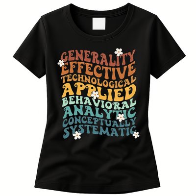 Retro Aba Bcba Pecs 7 Dimensions Of Behavior Aba Therapy Womens T-Shirt