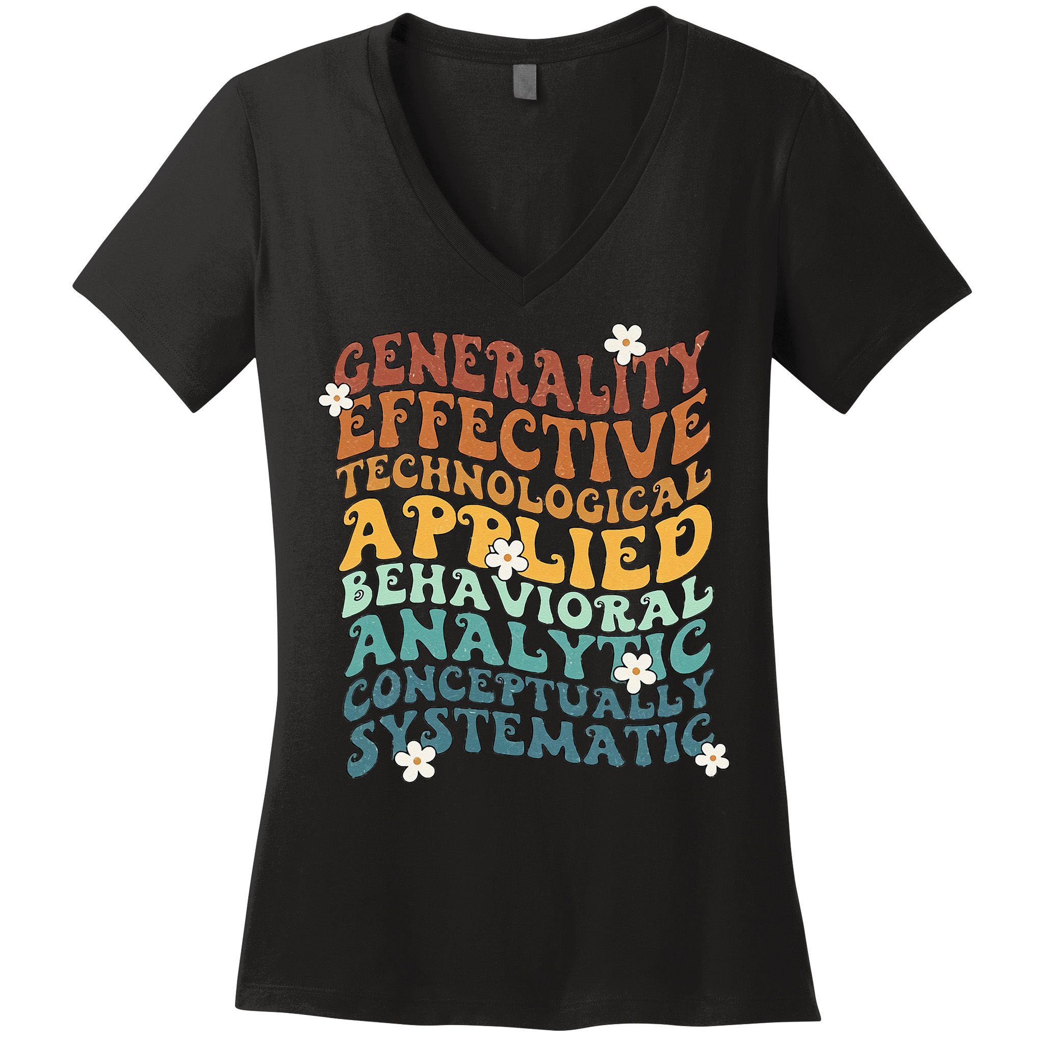 Retro Aba Bcba Pecs 7 Dimensions Of Behavior Aba Therapy Women's V-Neck T-Shirt