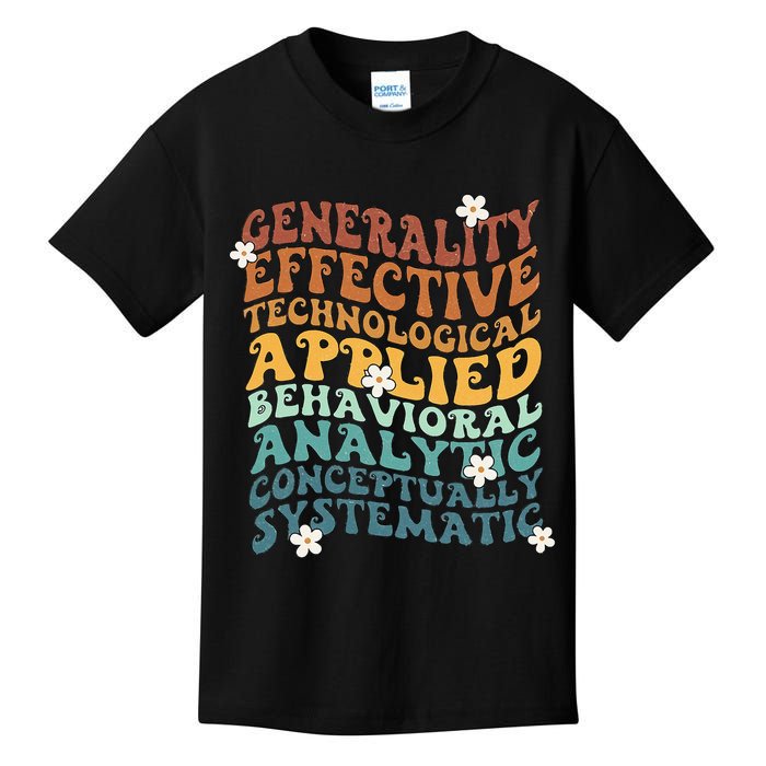 Retro Aba Bcba Pecs 7 Dimensions Of Behavior Aba Therapy Kids T-Shirt