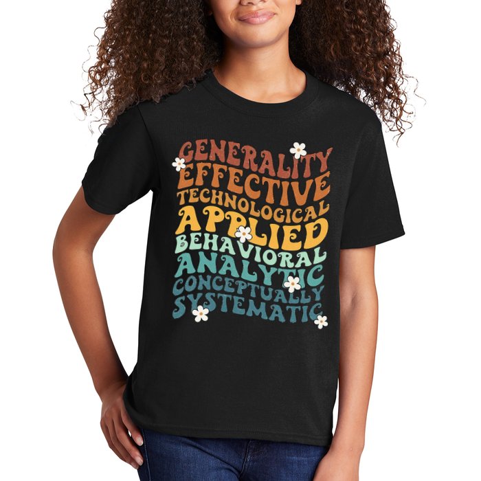 Retro Aba Bcba Pecs 7 Dimensions Of Behavior Aba Therapy Kids T-Shirt