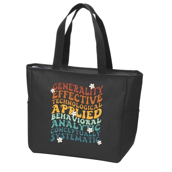 Retro Aba Bcba Pecs 7 Dimensions Of Behavior Aba Therapy Zip Tote Bag