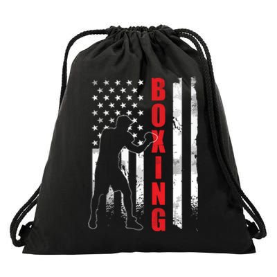 Retro American Boxing Apparel US Flag Boxer Drawstring Bag