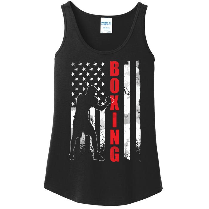 Retro American Boxing Apparel US Flag Boxer Ladies Essential Tank