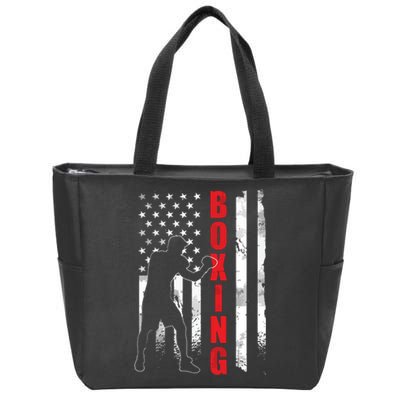 Retro American Boxing Apparel US Flag Boxer Zip Tote Bag