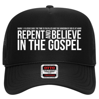 Repent And Believe In The Gospel Christian Bible Trucker Hat