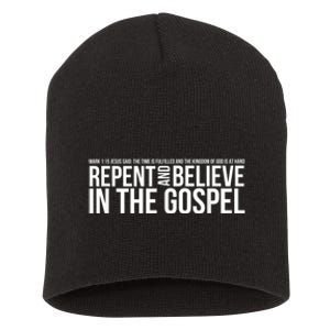 Repent And Believe In The Gospel Christian Bible Short Acrylic Beanie