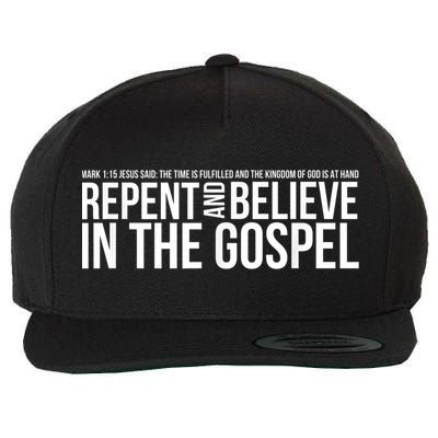 Repent And Believe In The Gospel Christian Bible Wool Snapback Cap