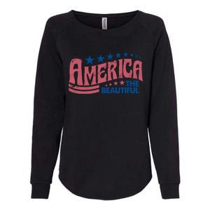 Retro America Beautiful 4th Of July Fourth Of July Patriotic USA Womens California Wash Sweatshirt