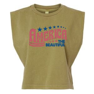 Retro America Beautiful 4th Of July Fourth Of July Patriotic USA Garment-Dyed Women's Muscle Tee