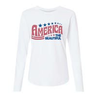 Retro America Beautiful 4th Of July Fourth Of July Patriotic USA Womens Cotton Relaxed Long Sleeve T-Shirt