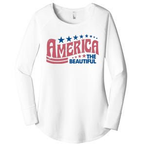 Retro America Beautiful 4th Of July Fourth Of July Patriotic USA Women's Perfect Tri Tunic Long Sleeve Shirt