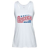 Retro America Beautiful 4th Of July Fourth Of July Patriotic USA Ladies Essential Flowy Tank