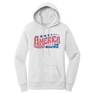 Retro America Beautiful 4th Of July Fourth Of July Patriotic USA Women's Pullover Hoodie