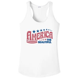 Retro America Beautiful 4th Of July Fourth Of July Patriotic USA Ladies PosiCharge Competitor Racerback Tank