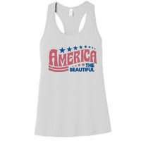 Retro America Beautiful 4th Of July Fourth Of July Patriotic USA Women's Racerback Tank